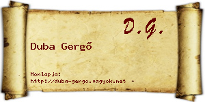 Duba Gergő névjegykártya
